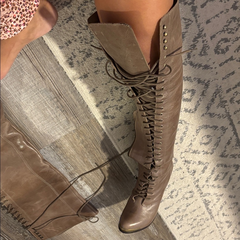Joie Brown Over the Knee Lace-Up Boots - Picture 12 of 12